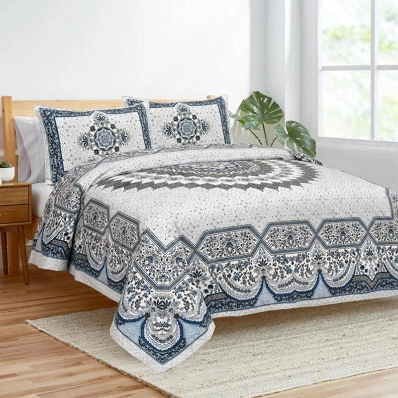 Sudrisha Ethnic Bedsheet - Blue