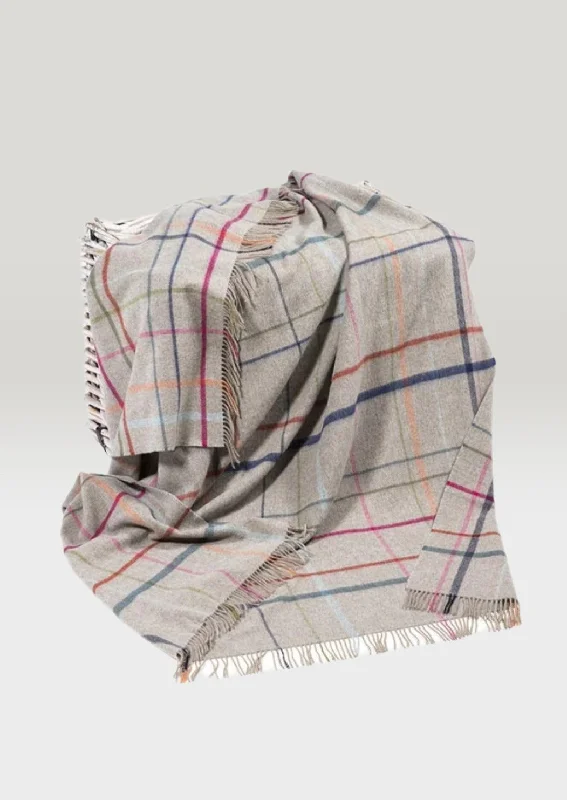 John Hanly Large Grey Multi Colour Window Pane Blanket