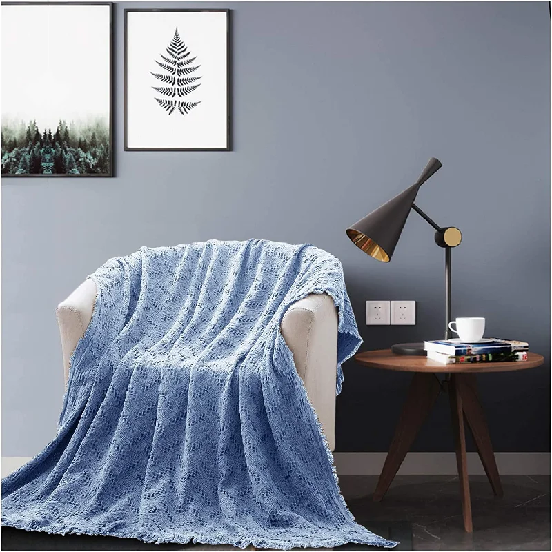 100% Cotton Knitted Throw Blanket