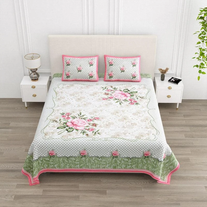 Jasper Floral Bedsheet - Peach