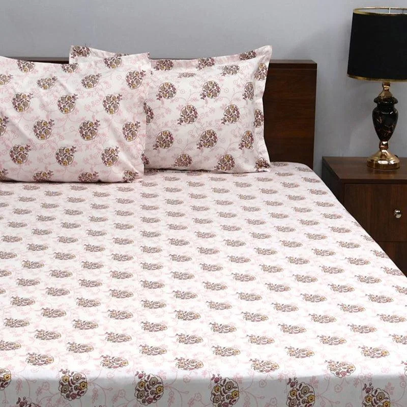 Aachal Ethnic Bedsheet - Beige