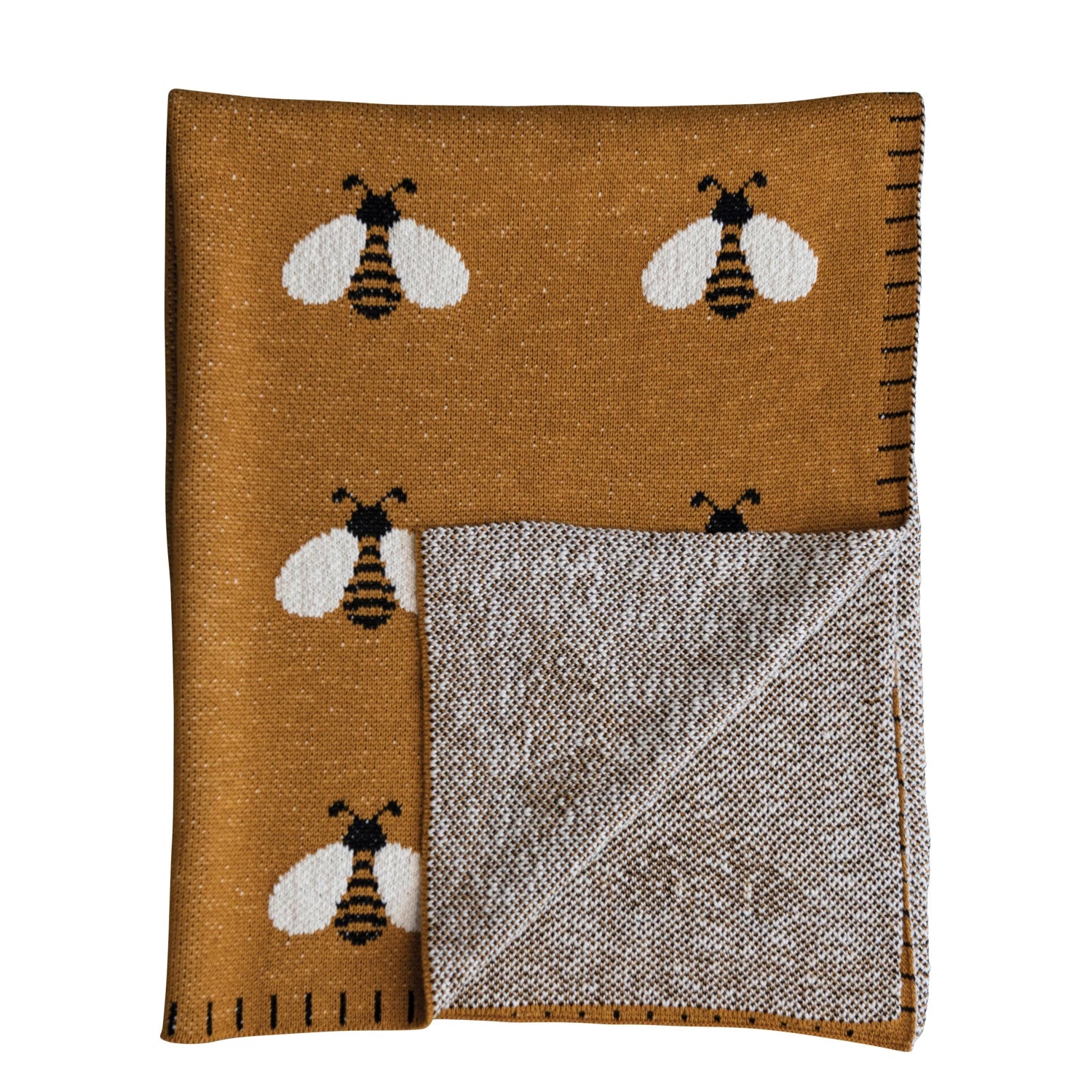 Cotton Knit Baby Blanket w/ Bees