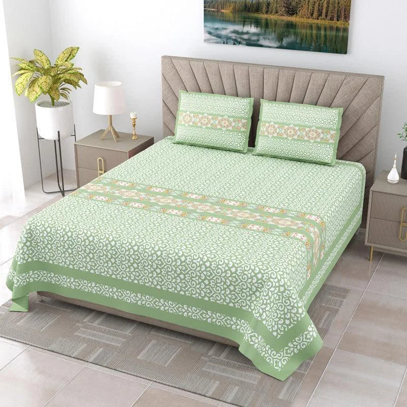 Aamintri Ethnic Bedsheet - Green