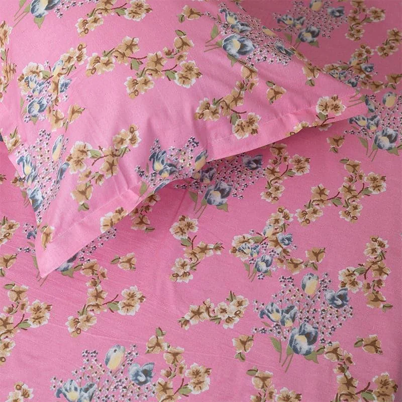 Iktha Floral Bedsheet - Pink