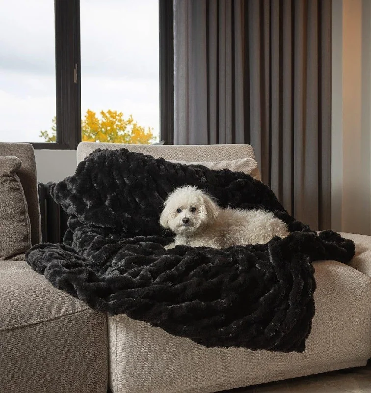 Luxury Black Faux Fur Throw Blanket