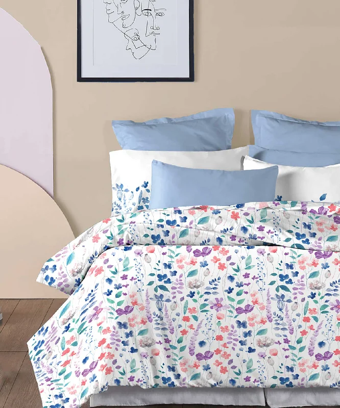 Soft Comfort Sussana King Bedsheet With 2 Pillow Cover, 210TC, 100% Cotton, Floral, Multicolor