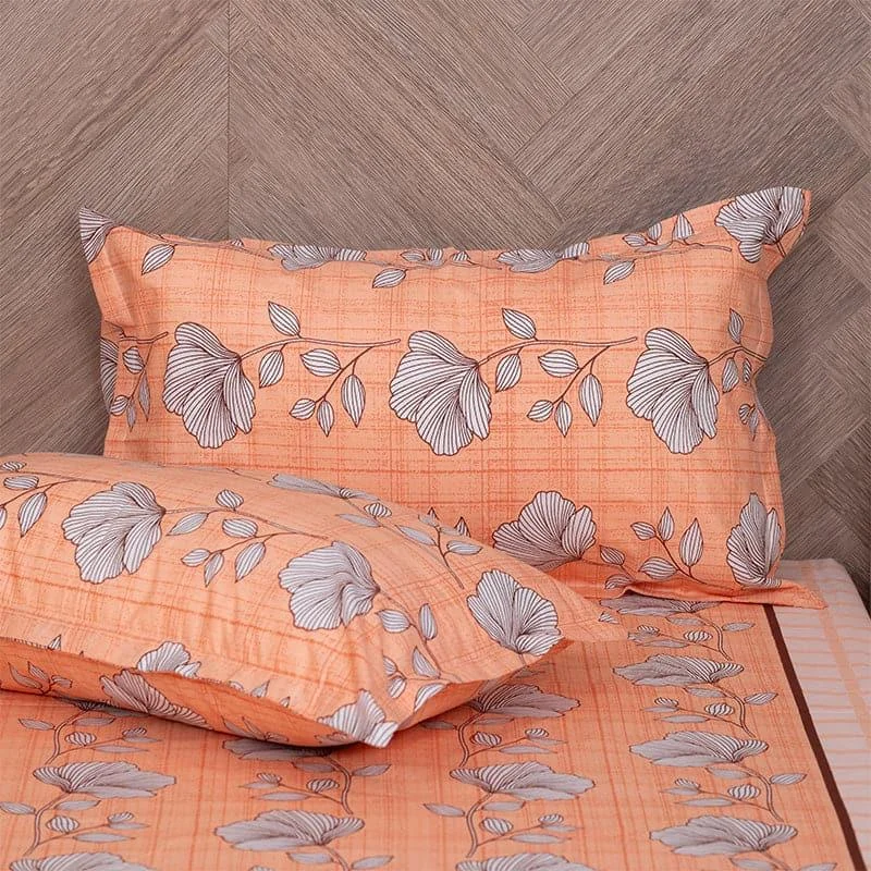 Manora Floral Bedsheet - Orange