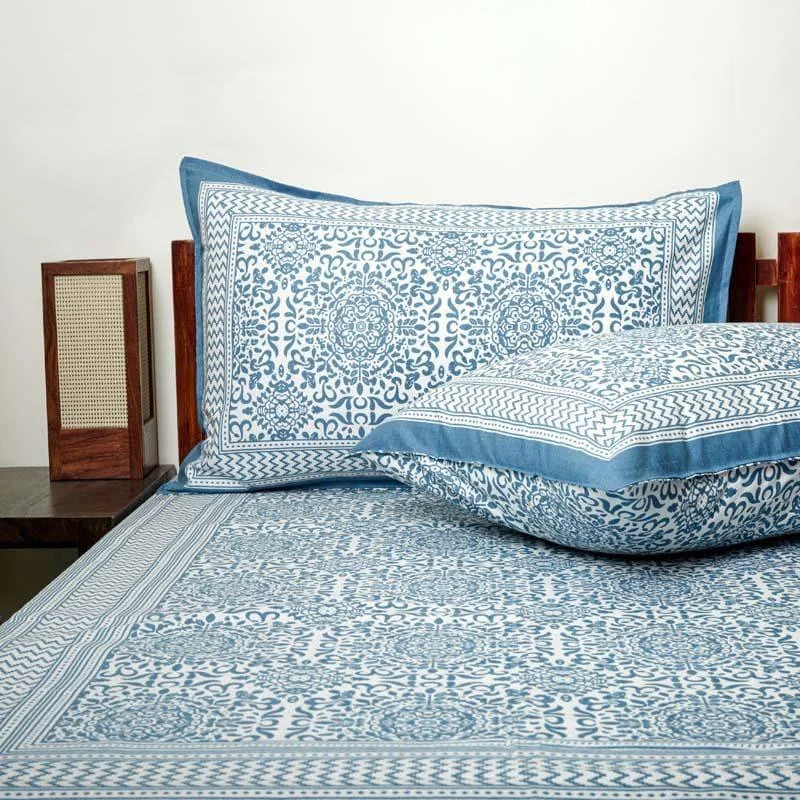 Anvi Ethnic Printed Bedsheet - Blue