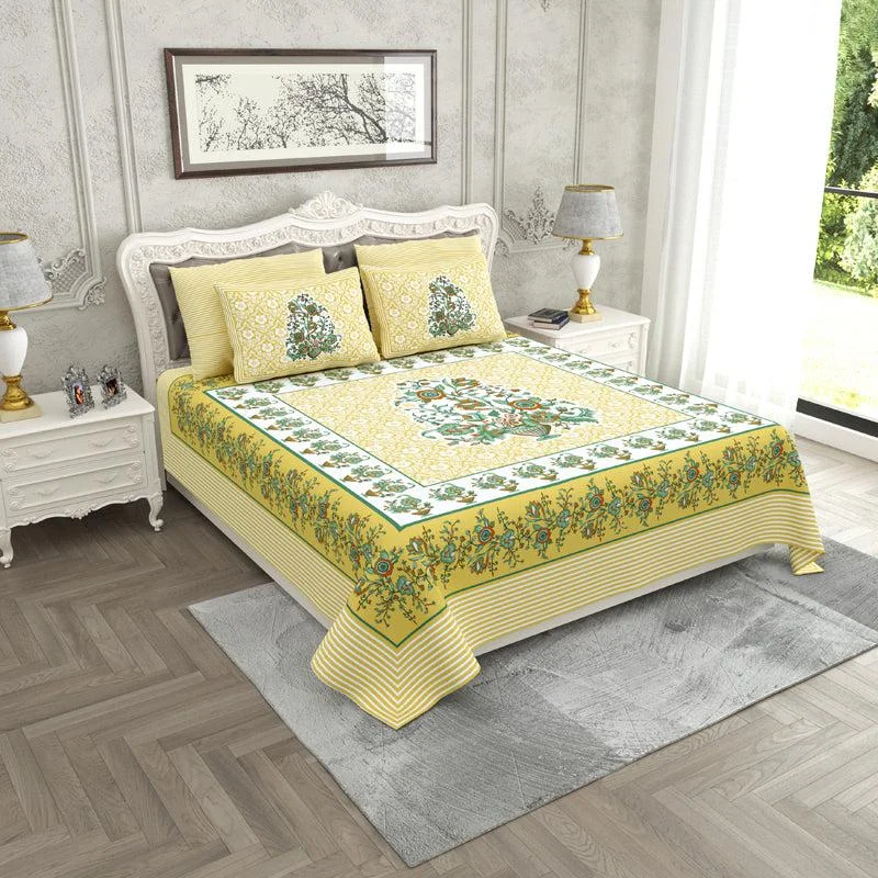 Marga Ethnic Bedsheet - Yellow