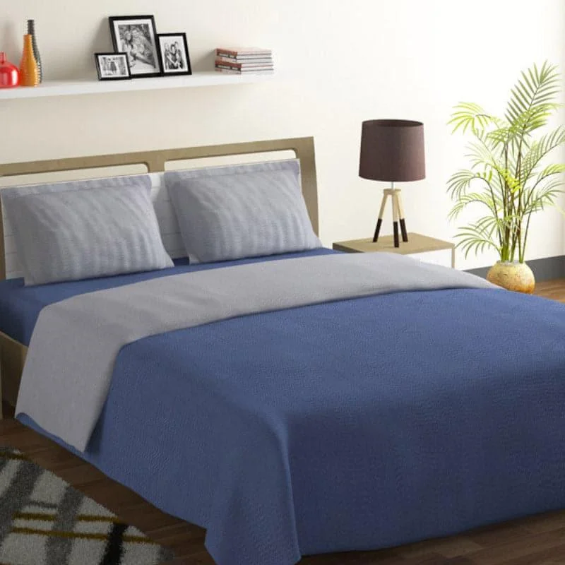 Croda Solid Bedsheet - Navy Blue