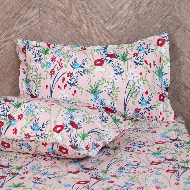 Shitha Floral Bedsheet - Peach