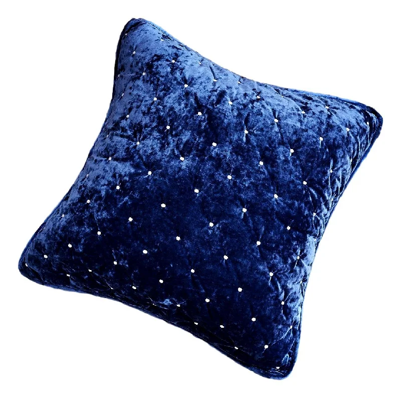 Tache Velvet Dreams Dark Blue Plush Diamond Tufted Cushion Covers / Euro Sham (JHW-853DB)