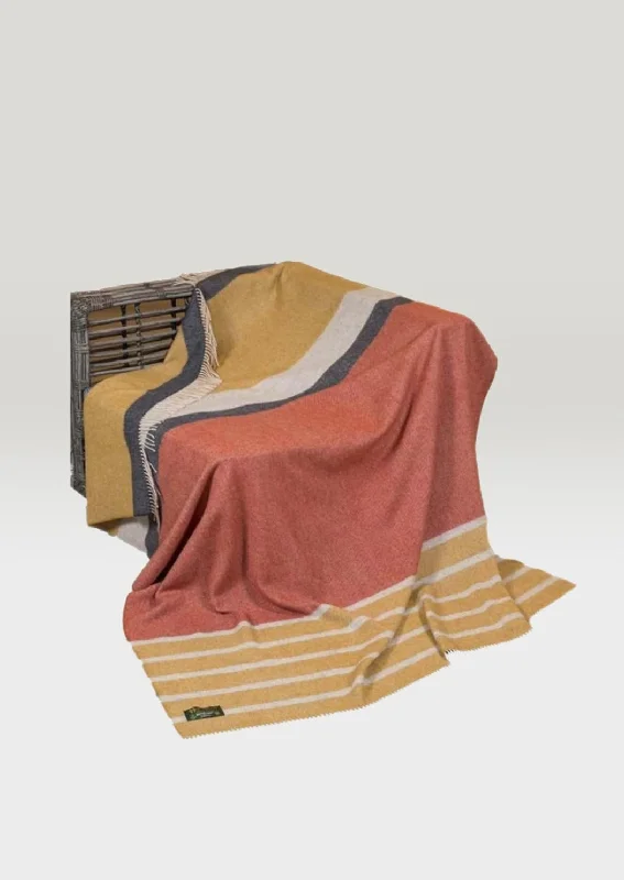 John Hanly Large Mustard Orange and Charcoal Stripe Blanket