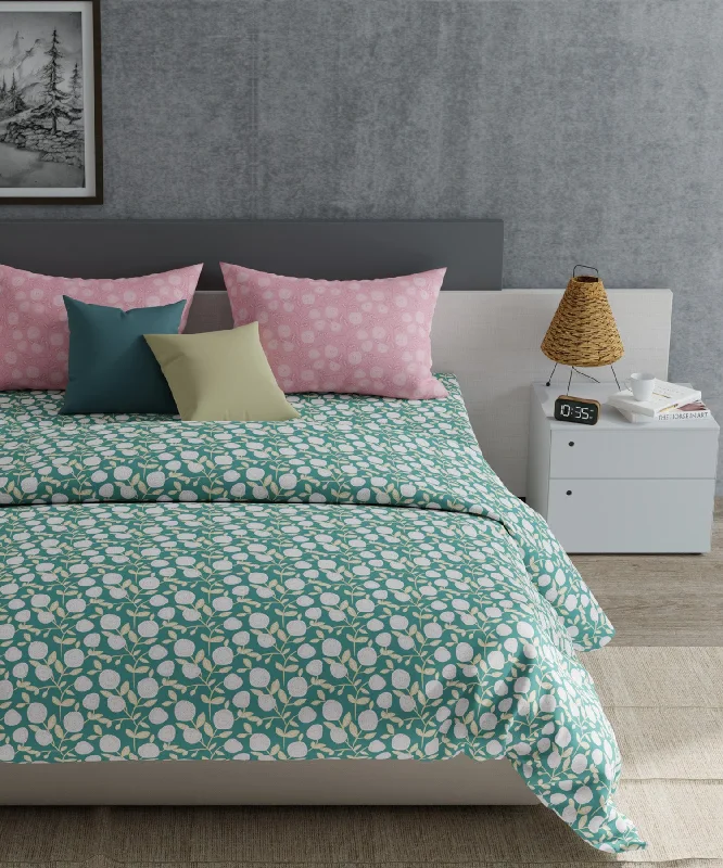 Everyday Layla Teal King Bedsheet With 2 Pillow Cover, 120Tc, 100% Cotton, Pink