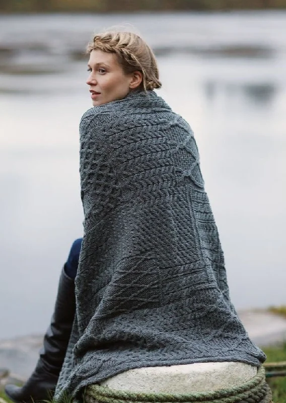 Aran Patchwork Blanket | Charcoal