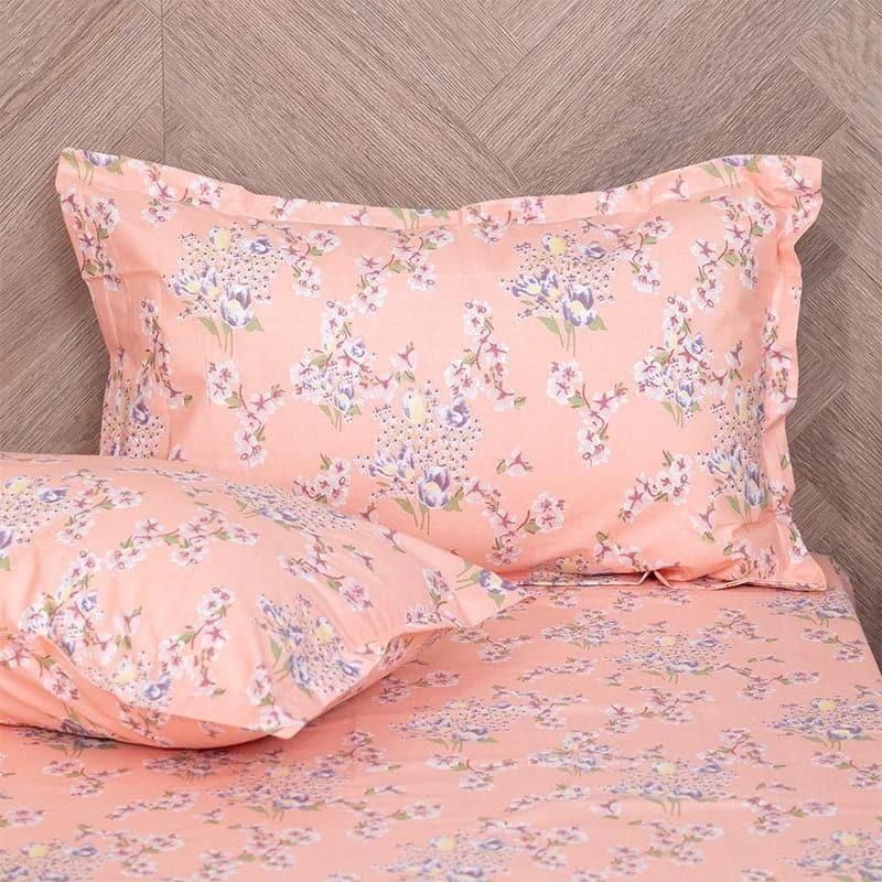 Iktha Floral Bedsheet - Peach