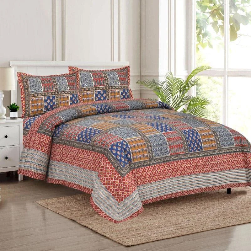 Jarda Applique Print Bedsheet - Maroon