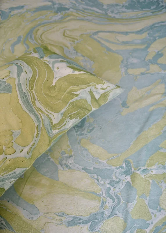 Green Blue Marble Double Bedsheet