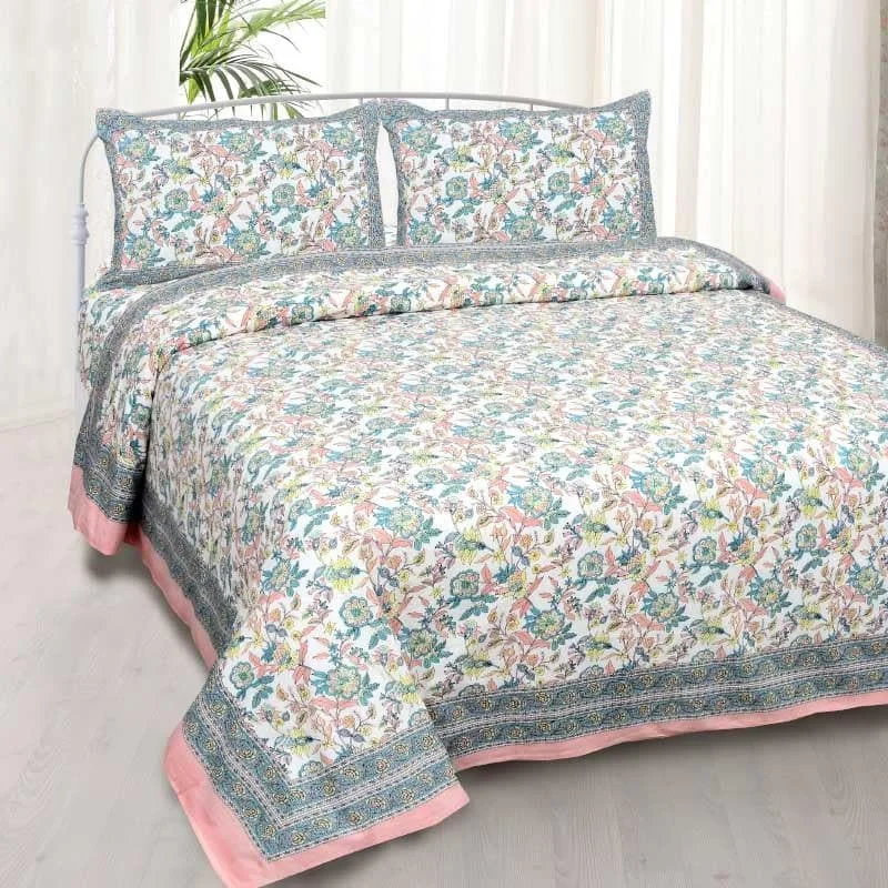 Miksha Floral Bedsheet - Pink