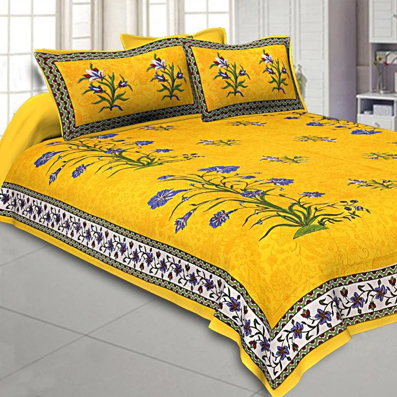 Petunya Floral Bedsheet - Yellow