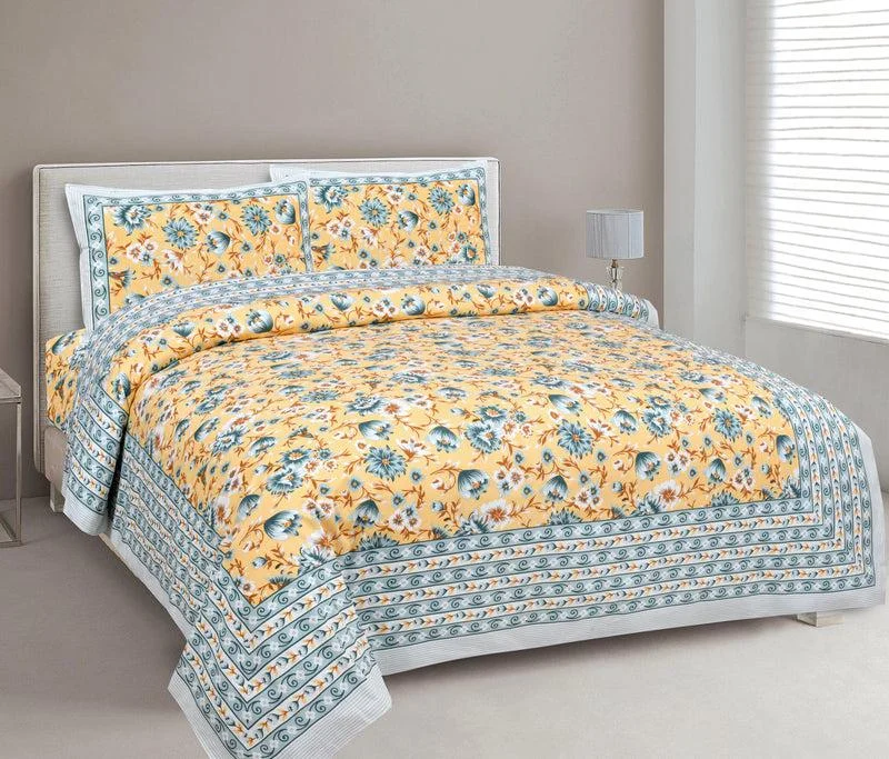 Sarva Floral Bedsheet - Yellow