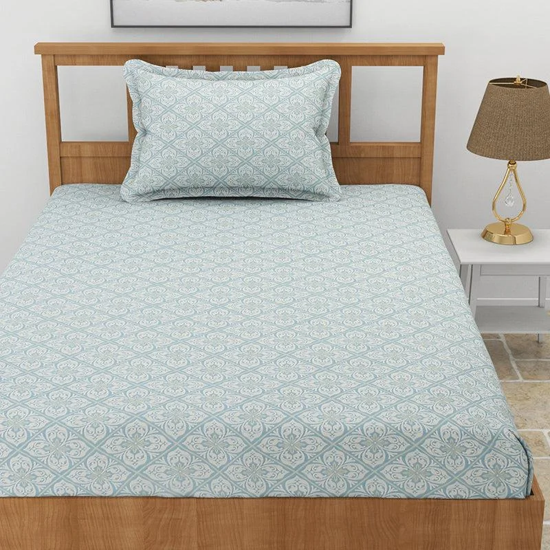 Inola Ethnic Bedsheet - Baby Blue