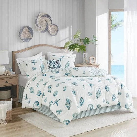 Coastal Beach House 4PC Comforter Set 100% Cotton