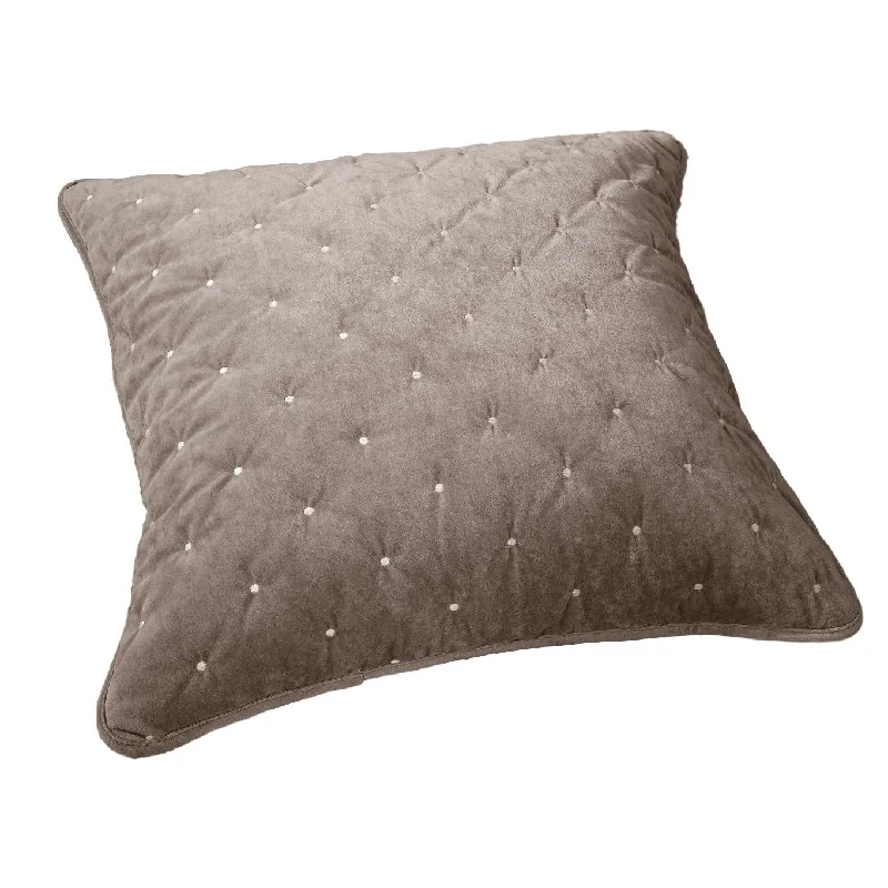 Tache Velvet Dreams Sand Taupe Beige Plush Diamond Tufted Cushion Covers / Euro Sham (JHW-853B)