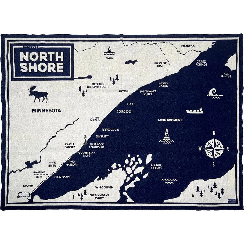 North Shore Map Wool Throw Blanket