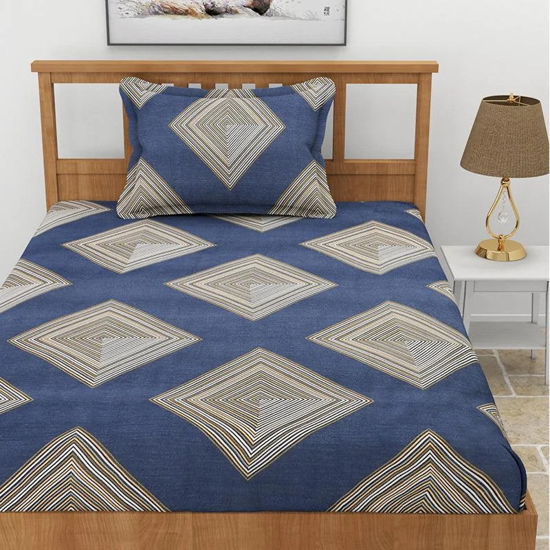 Hayes Geomatric Bedsheet - Aegean Blue