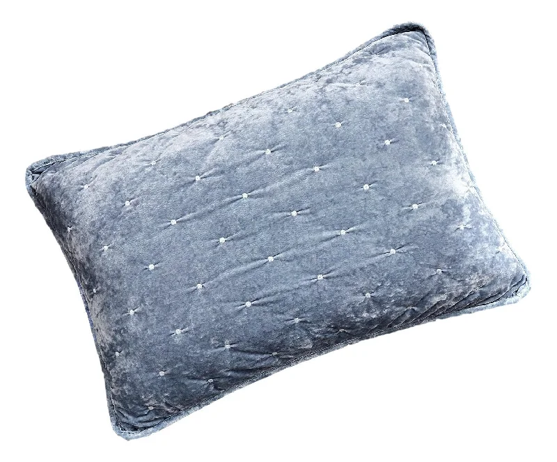 Tache Velvet Dreams Light Blue Plush Diamond Tufted Pillow Sham (JHW-853LB)