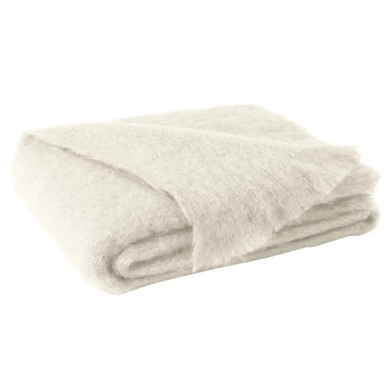 Cream Brushed Mohair Throw