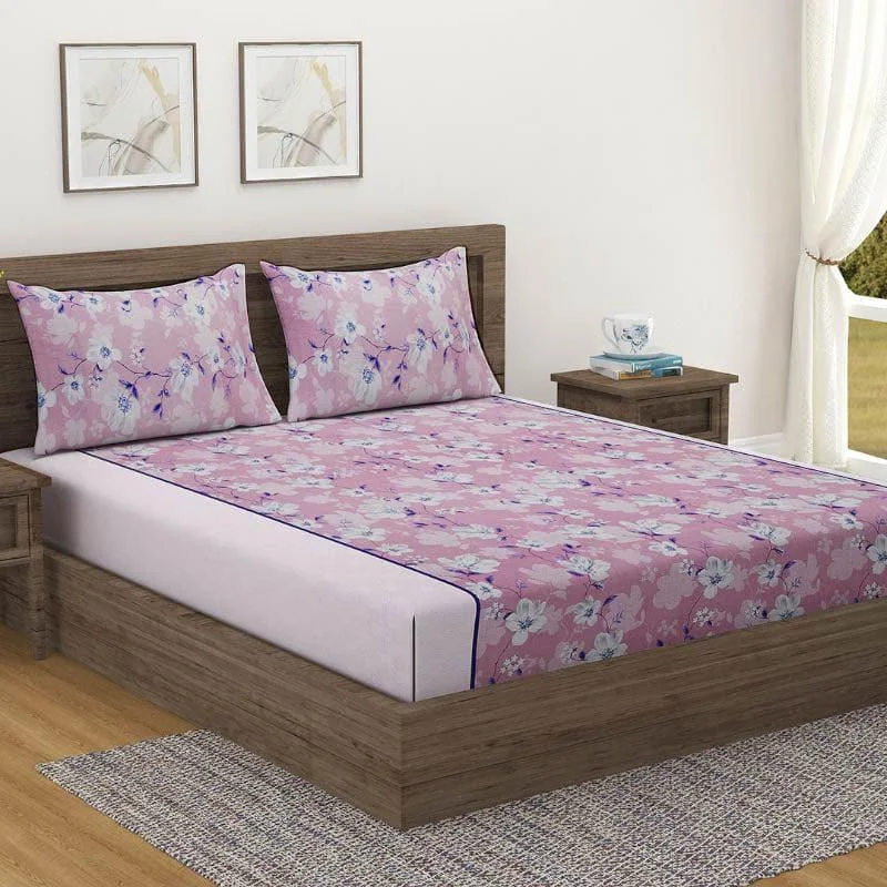 Anvitha Floral Bedsheet - Purple