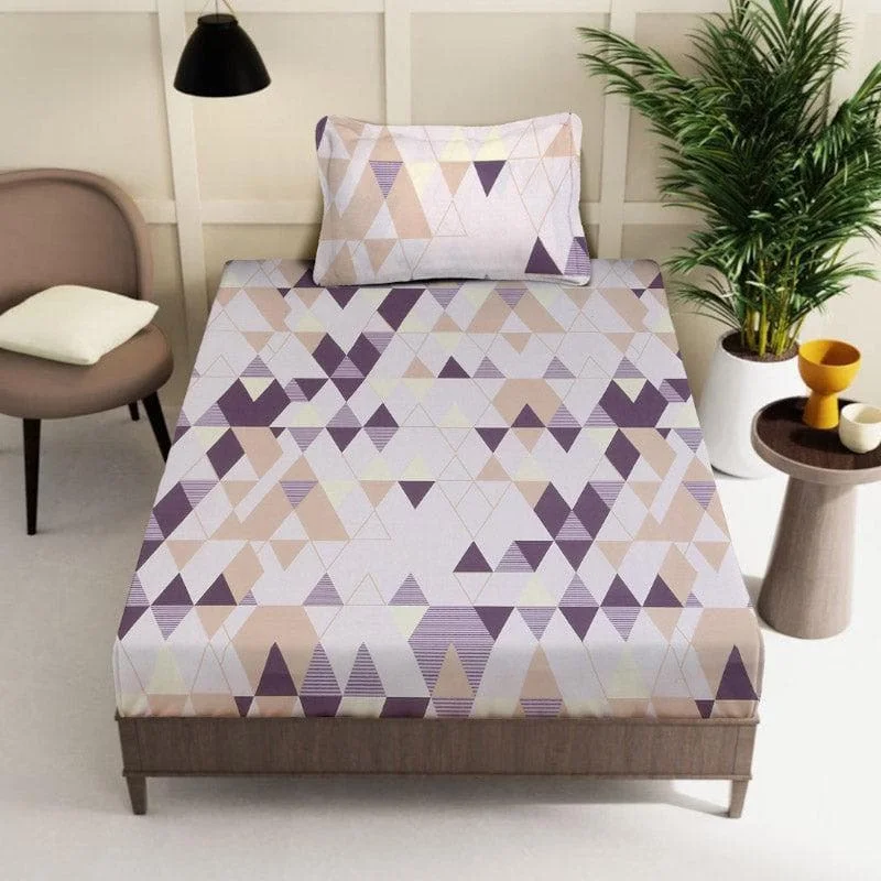 Jigsaw Jam Printed Bedsheet - Purple