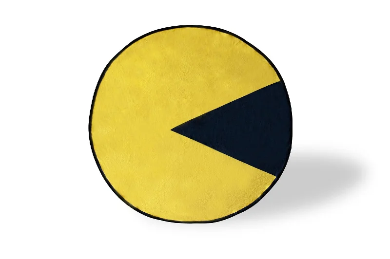 Pac-Man Video Game Character Large Round Fleece Throw Blanket | 60-Inch Diameter