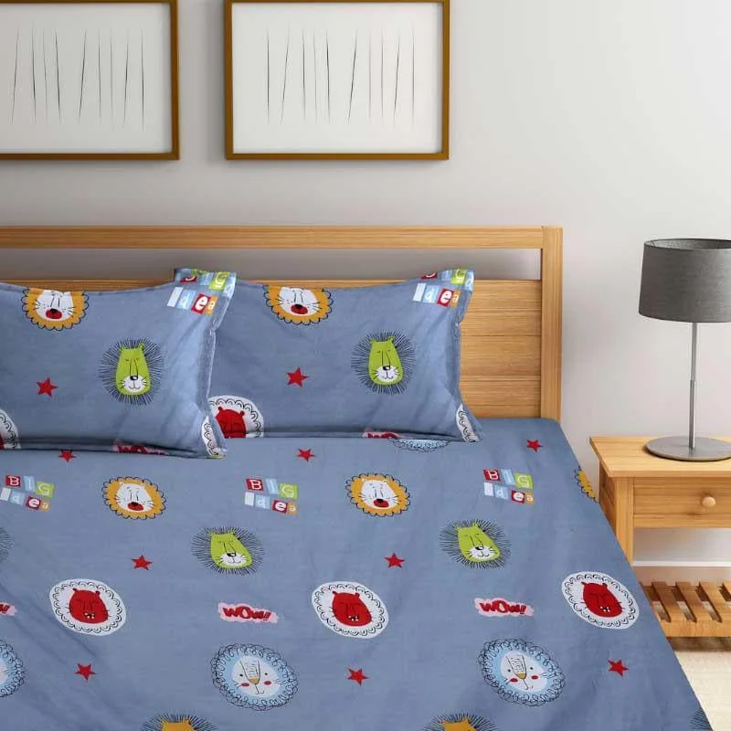 Lion Buddies Printed Bedsheet