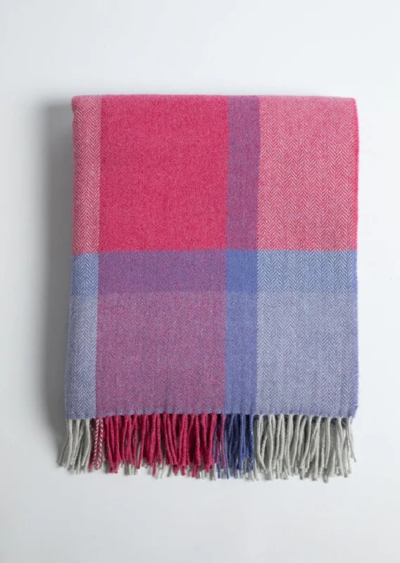 Foxford Lambswool Throw | Pink Purple Check