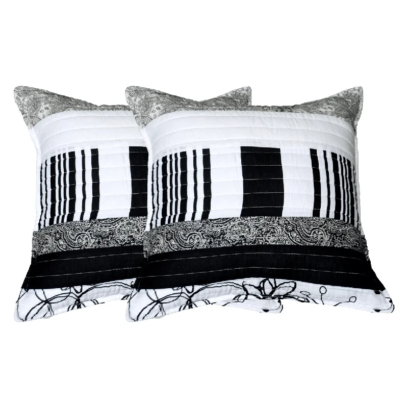 Tache Cotton Black White Gray Modern New York Penthouse Cushion Cover 2-Pieces (DXJ107075)