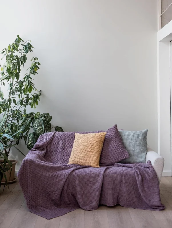 Linen Waffle Throw | Dusty Lavender