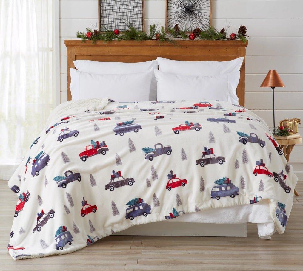 Trucks N' Trees Sherpa Bedspread