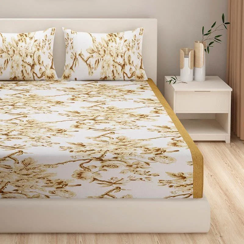 Madhu Floral Bedsheet - Yellow