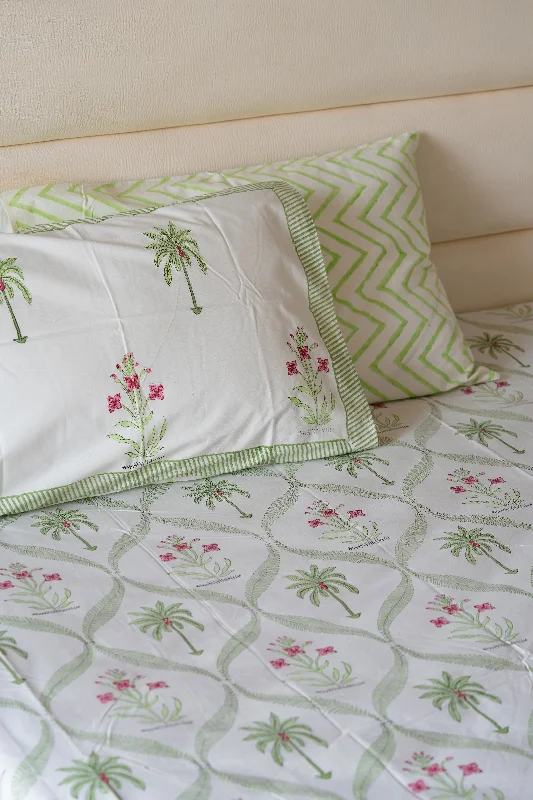 Tropical coconut tree Bedsheet