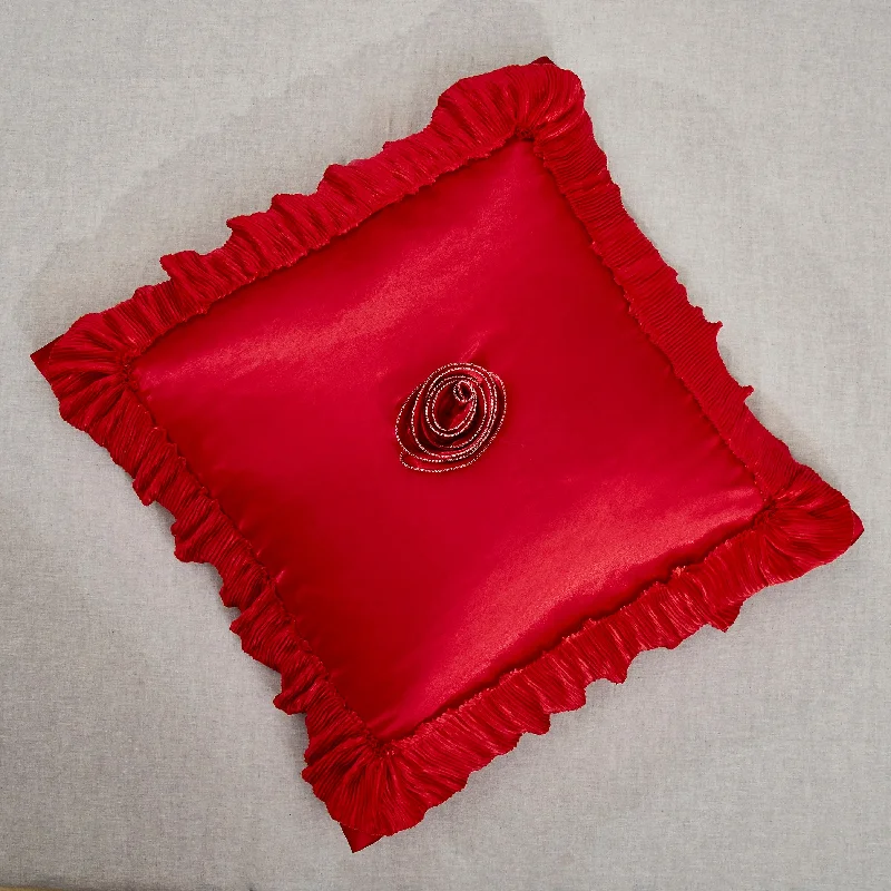 Tache Satin Ruffle Victorian Glam Romantic Red Rose Euro Sham (HY4174)