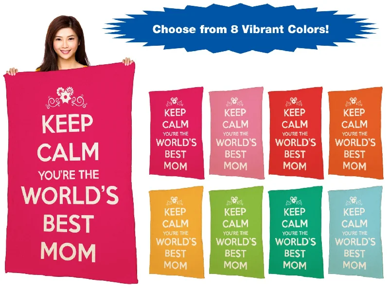 Keep Calm You're The World's Best Mom - 40" x 60" Ivory Plush Blanket