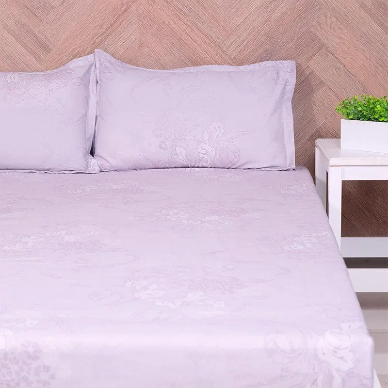 Aaavar Printed Reversible Bedsheet - Purple & White