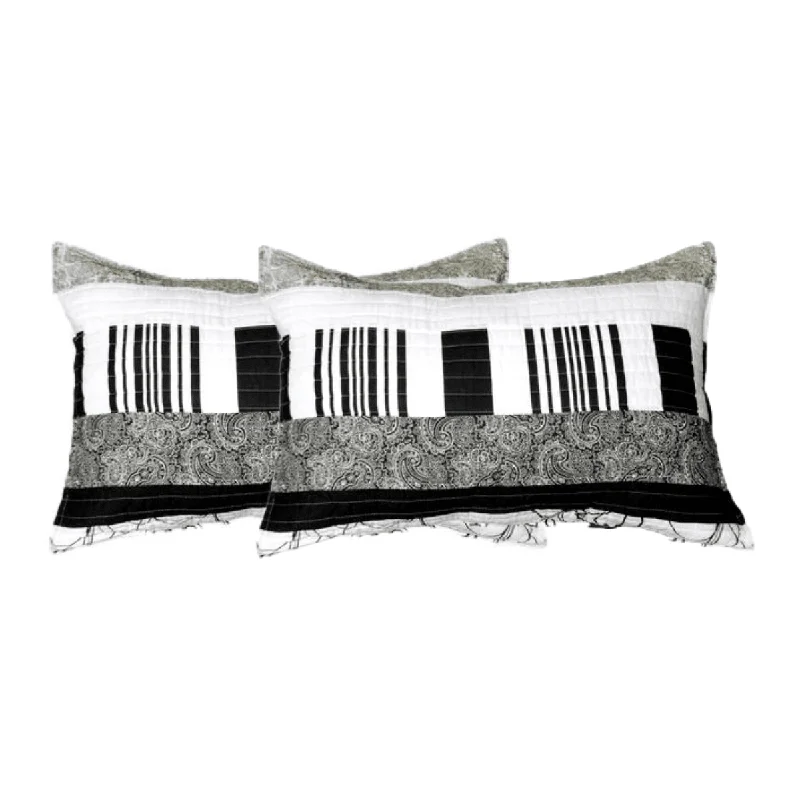 Tache Cotton Black White Gray Modern New York Penthouse Pillow Sham 2-Pieces (DXJ107075)