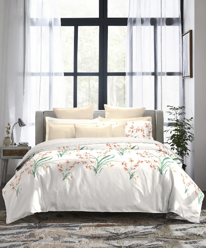 Indulgence Printed King Bedsheet, 300 TC, 100% Cotton- Eloise Peach