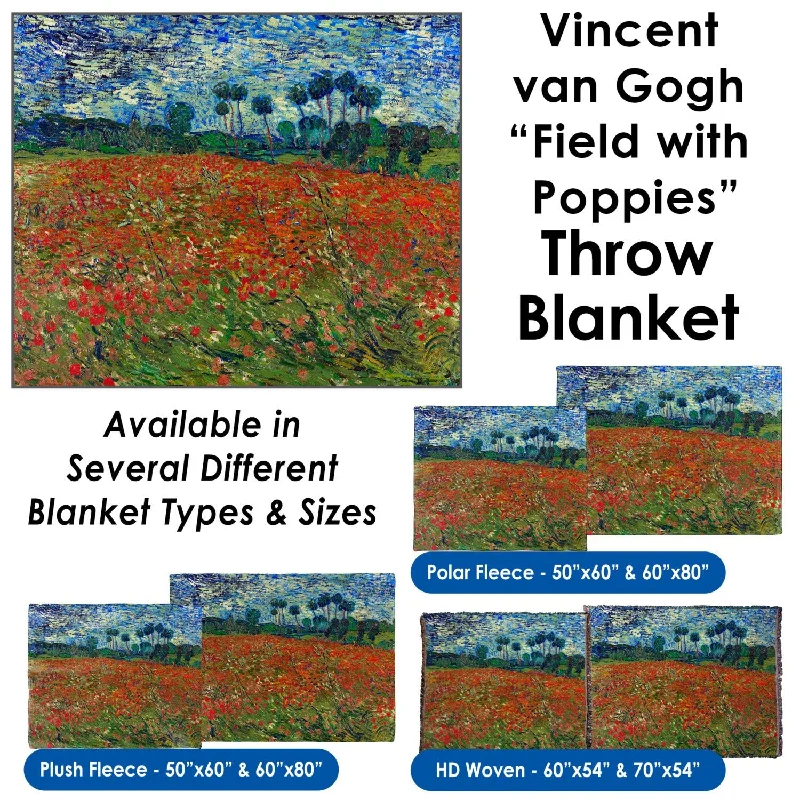 Vincent van Gogh's "Field with Poppies" - Throw Blanket / Tapestry Wall Hanging