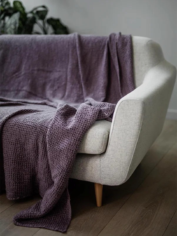 Linen Waffle Blanket | Dusty Lavender