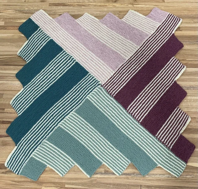 Pinks and Teals Concentric Stripes Acrylic Knit Baby Blanket